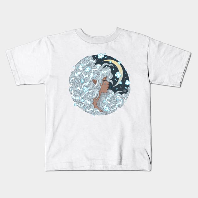 Snow Moon Elf Kids T-Shirt by DajonAcevedo